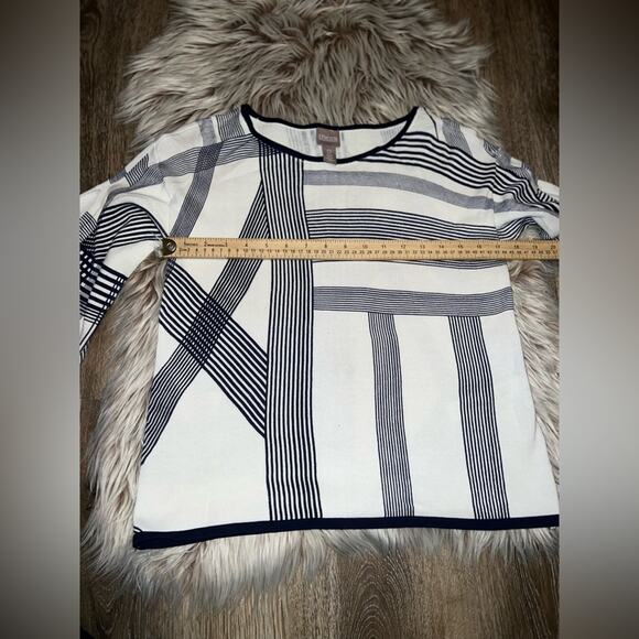 Chico’s women’s black & white stripped sweater - Picture 6 of 8